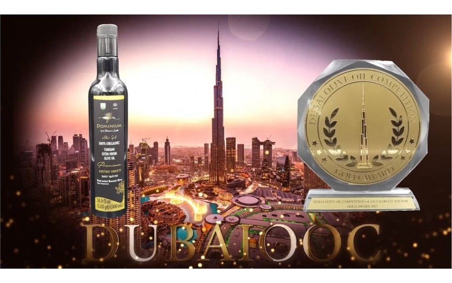 Dubaï Olive Oil Competition : L’HUILE D’OLIVE BIO TUNISIENNE DOMINIUM RAFLE UNE MÉDAILLE